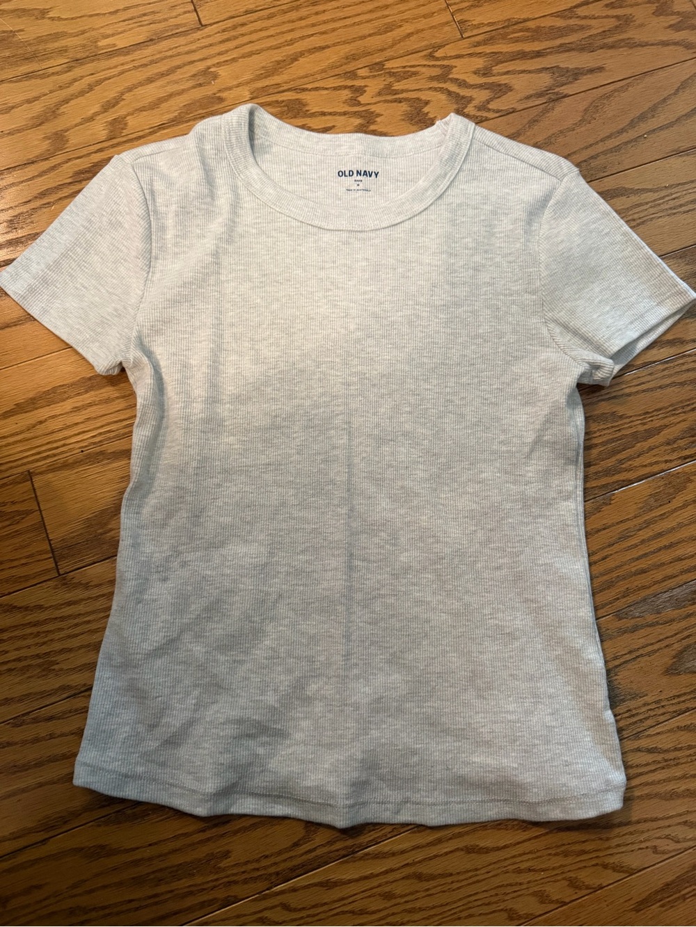 Old Navy Light Gray Ribbed Short Sleeve Crewneck